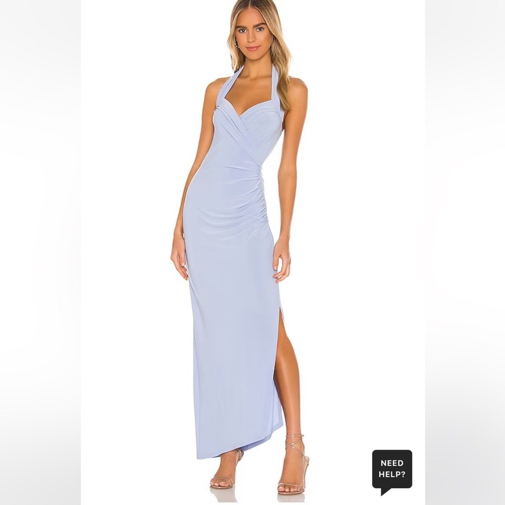 Norma Kamala X REVOLVE Halter Sweetheart Side Drape Gown in Celestial Blue